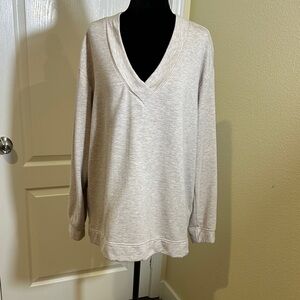 Orvis Comfy V-Neck Sweater - Light Oatmeal. Size large